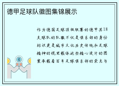 德甲足球队徽图集锦展示