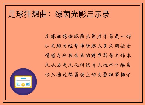 足球狂想曲：绿茵光影启示录